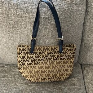 Michael Kors Tan and Black Logo Shoulder Bag